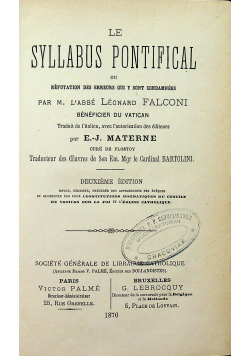 Syllabus Pontifical 1867 r