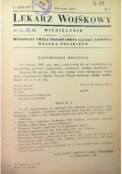 Lekarz Wojskowy Miesięcznik  Nr 1 / 62