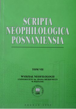 Scripta Neophilologica Posnaniensia Tom VII