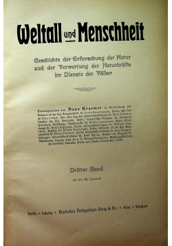 Weltall und Menschheit Dritter Band ok 1910 r.